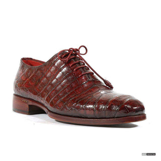 Paul Parkman Handmade Shoes Mens Handmade Crocodile Wholecut Bordeaux Oxfords (PM1104)-AmbrogioShoes