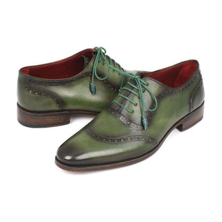 Paul Parkman Handmade Designer Shoes Men's Handmade Designer Shoes Calfskin Green Oxfords (PM5245)-AmbrogioShoes