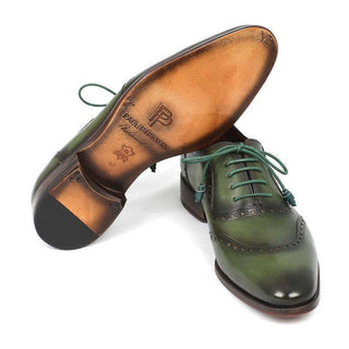 Paul Parkman Handmade Designer Shoes Men's Handmade Designer Shoes Calfskin Green Oxfords (PM5245)-AmbrogioShoes