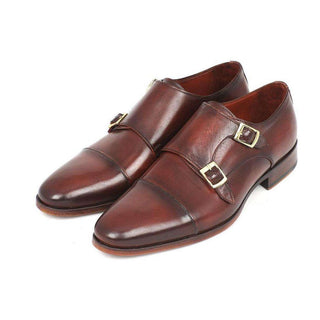 Paul Parkman Handmade Designer Shoes Men's Handmade Designer Shoes Cap-toe Double Monkstraps Brown Loafers (PM5218)-AmbrogioShoes