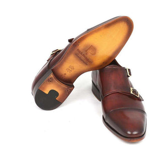 Paul Parkman Handmade Designer Shoes Men's Handmade Designer Shoes Cap-toe Double Monkstraps Brown Loafers (PM5218)-AmbrogioShoes