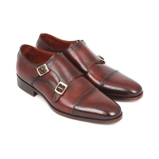 Paul Parkman Handmade Designer Shoes Men's Handmade Designer Shoes Cap-toe Double Monkstraps Brown Loafers (PM5218)-AmbrogioShoes