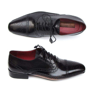 Paul Parkman Handmade Designer Shoes Men's Handmade Designer Shoes Captoe Black Oxfords (PM5225)-AmbrogioShoes