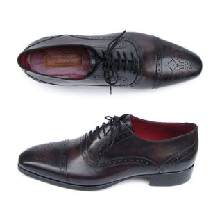 Paul Parkman Handmade Designer Shoes Men's Handmade Designer Shoes Captoe Bronze Black Oxfords (PM5228)-AmbrogioShoes