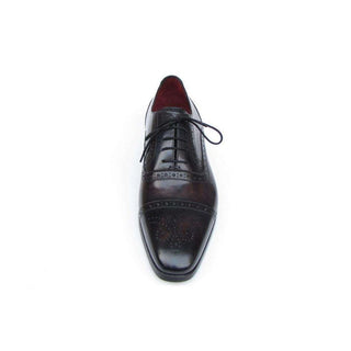 Paul Parkman Handmade Shoes Men's Handmade Shoes Captoe Bronze Black Oxfords (PM5228)-AmbrogioShoes