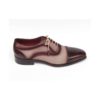 Paul Parkman Handmade Designer Shoes Men's Handmade Designer Shoes Captoe Burgundy Beige Oxfords (PM5221)-AmbrogioShoes