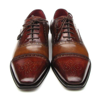 Paul Parkman Handmade Designer Shoes Men's Handmade Designer Shoes Captoe Camel Red Oxfords (PM5222)-AmbrogioShoes