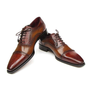 Paul Parkman Handmade Designer Shoes Men's Handmade Designer Shoes Captoe Camel Red Oxfords (PM5222)-AmbrogioShoes