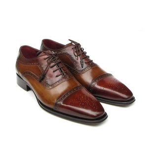 Paul Parkman Handmade Designer Shoes Men's Handmade Designer Shoes Captoe Camel Red Oxfords (PM5222)-AmbrogioShoes