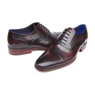 Paul Parkman Handmade Designer Shoes Men's Handmade Designer Shoes Captoe Leather Black / Purple Oxfords (PM4028)-AmbrogioShoes