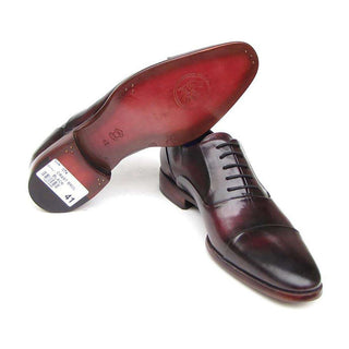 Paul Parkman Handmade Designer Shoes Men's Handmade Designer Shoes Captoe Leather Black / Purple Oxfords (PM4028)-AmbrogioShoes