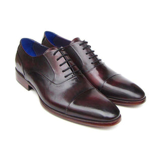 Paul Parkman Handmade Designer Shoes Men's Handmade Designer Shoes Captoe Leather Black / Purple Oxfords (PM4028)-AmbrogioShoes