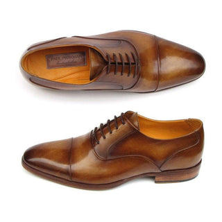 Paul Parkman Handmade Shoes Men's Handmade Shoes Captoe Leather Brown Oxfords (PM5231)-AmbrogioShoes