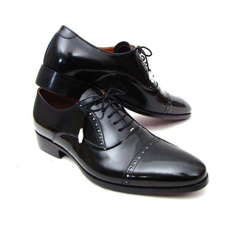 Paul Parkman Handmade Shoes Men's Handmade Shoes Captoe Leather Dress Shoes Black Oxfords (PM4027)-AmbrogioShoes