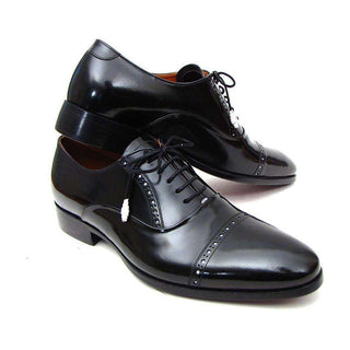 Paul Parkman Handmade Designer Shoes Men's Handmade Designer Shoes Captoe Leather Dress Designer Shoes Black Oxfords (PM4027)-AmbrogioShoes