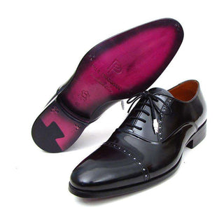 Paul Parkman Handmade Designer Shoes Men's Handmade Designer Shoes Captoe Leather Dress Designer Shoes Black Oxfords (PM4027)-AmbrogioShoes