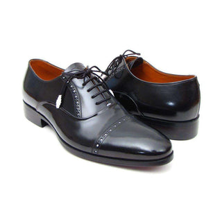Paul Parkman Handmade Shoes Men's Handmade Shoes Captoe Leather Dress Shoes Black Oxfords (PM4027)-AmbrogioShoes
