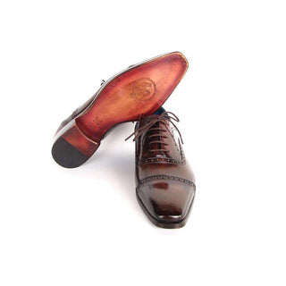 Paul Parkman Handmade Shoes Men's Handmade Shoes Captoe Oxfords Hand-Painted Leather Anthracite Brown Oxfords (PM4017)-AmbrogioShoes