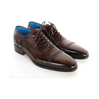 Paul Parkman Handmade Shoes Men's Handmade Shoes Captoe Oxfords Hand-Painted Leather Anthracite Brown Oxfords (PM4017)-AmbrogioShoes