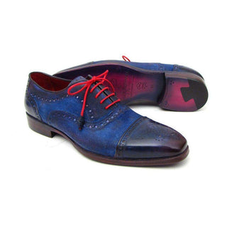 Paul Parkman Handmade Designer Shoes Men's Handmade Designer Shoes Captoe Suede Blue Oxfords (PM5226)-AmbrogioShoes