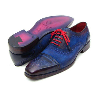 Paul Parkman Handmade Designer Shoes Men's Handmade Designer Shoes Captoe Suede Blue Oxfords (PM5226)-AmbrogioShoes