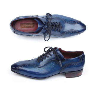 Paul Parkman Handmade Designer Shoes Men's Handmade Designer Shoes Casual Hand-Painted Blue / Purple Oxfords (PM4006)-AmbrogioShoes