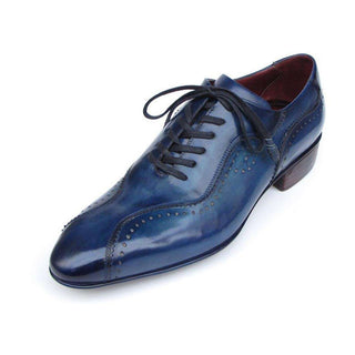 Paul Parkman Handmade Designer Shoes Men's Handmade Designer Shoes Casual Hand-Painted Blue / Purple Oxfords (PM4006)-AmbrogioShoes