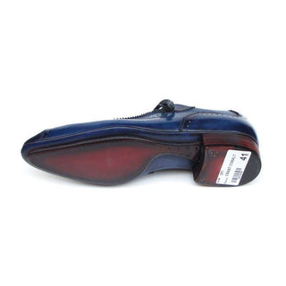 Paul Parkman Handmade Shoes Men's Handmade Shoes Casual Hand-Painted Blue / Purple Oxfords (PM4006)-AmbrogioShoes