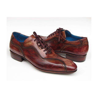 Paul Parkman Handmade Shoes Men's Handmade Shoes Casual Hand-Painted Brown Oxfords (PM4005)-AmbrogioShoes