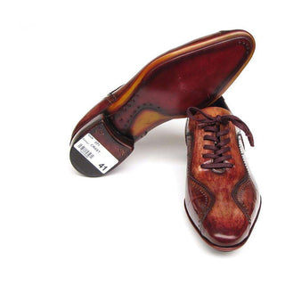 Paul Parkman Handmade Designer Shoes Men's Handmade Designer Shoes Casual Hand-Painted Brown Oxfords (PM4005)-AmbrogioShoes