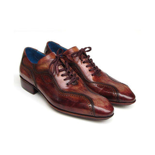 Paul Parkman Handmade Shoes Men's Handmade Shoes Casual Hand-Painted Brown Oxfords (PM4005)-AmbrogioShoes