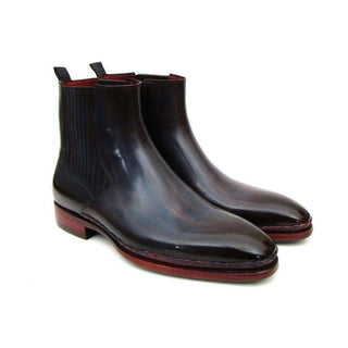 Paul Parkman Handmade Designer Shoes Men's Handmade Designer Shoes Chelsea Navy Burgundy Boots (PM5233)-AmbrogioShoes