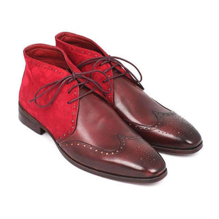 Paul Parkman Handmade Designer Shoes Men's Handmade Designer Shoes Chukka Bordeaux Boots (PM4014)-AmbrogioShoes