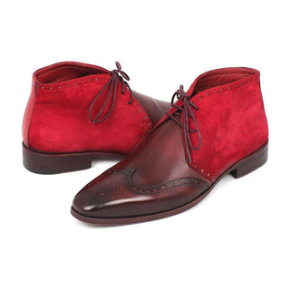 Paul Parkman Handmade Designer Shoes Men's Handmade Designer Shoes Chukka Bordeaux Boots (PM4014)-AmbrogioShoes