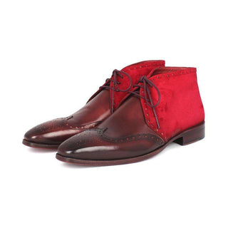 Paul Parkman Handmade Shoes Men's Handmade Shoes Chukka Bordeaux Boots (PM4014)-AmbrogioShoes