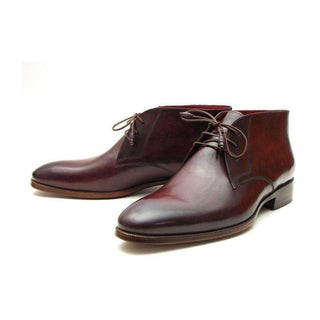 Paul Parkman Handmade Designer Shoes Men's Handmade Designer Shoes Chukka Brown Burgundy Boots (PM5234)-AmbrogioShoes