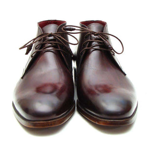 Paul Parkman Handmade Designer Shoes Men's Handmade Designer Shoes Chukka Brown Burgundy Boots (PM5234)-AmbrogioShoes