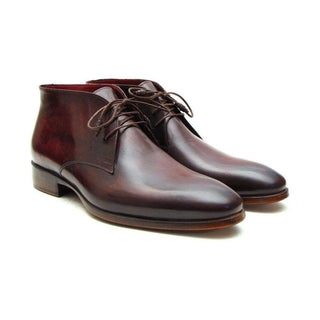 Paul Parkman Handmade Shoes Men's Handmade Shoes Chukka Brown Burgundy Boots (PM5234)-AmbrogioShoes