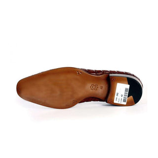 Paul Parkman Handmade Shoes Men's Handmade Shoes Crocodile Embossed Calfskin Tassel Brown Loafers (PM5214)-AmbrogioShoes