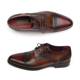 Paul Parkman Handmade Shoes Men's Handmade Shoes Derby Burgundy Tobacco Red Oxfords (PM5212)-AmbrogioShoes
