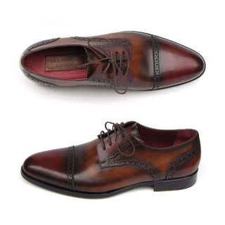 Paul Parkman Handmade Designer Shoes Men's Handmade Designer Shoes Derby Burgundy Tobacco Red Oxfords (PM5212)-AmbrogioShoes