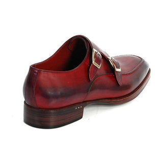 Paul Parkman Handmade Designer Shoes Men's Handmade Designer Shoes Double Monkstrap Black Burgundy Loafers (PM5236)-AmbrogioShoes