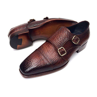 Paul Parkman Handmade Shoes Men's Handmade Shoes Double Monkstraps Brown Loafers (PM5237)-AmbrogioShoes