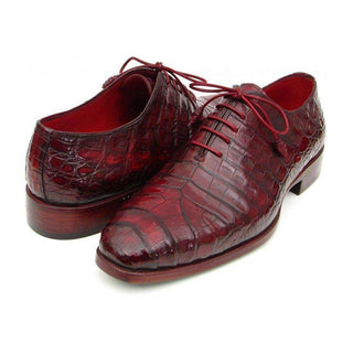 Paul Parkman Handmade Shoes Men's Handmade Shoes Genuine Crocodile Burgundy Oxfords (PM5213)-AmbrogioShoes