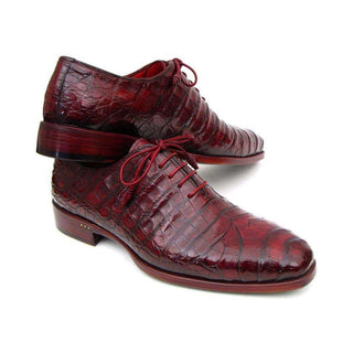 Paul Parkman Handmade Shoes Men's Handmade Shoes Genuine Crocodile Burgundy Oxfords (PM5213)-AmbrogioShoes