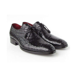 Paul Parkman Handmade Shoes Men's Handmade Shoes Genuine Crocodile Derby Black Oxfords (PM5208)-AmbrogioShoes