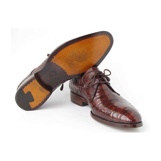 Paul Parkman Handmade Shoes Men's Handmade Shoes Genuine Crocodile Derby Brown Oxfords (PM4012)-AmbrogioShoes