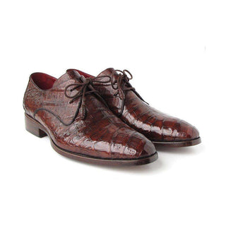 Paul Parkman Handmade Shoes Men's Handmade Shoes Genuine Crocodile Derby Brown Oxfords (PM4012)-AmbrogioShoes