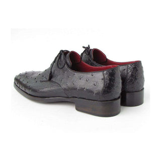 Paul Parkman Handmade Shoes Men's Handmade Shoes Genuine Ostrich Derby Black Oxfords (PM5209)-AmbrogioShoes