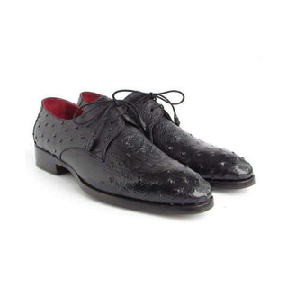 Paul Parkman Handmade Shoes Men's Handmade Shoes Genuine Ostrich Derby Black Oxfords (PM5209)-AmbrogioShoes